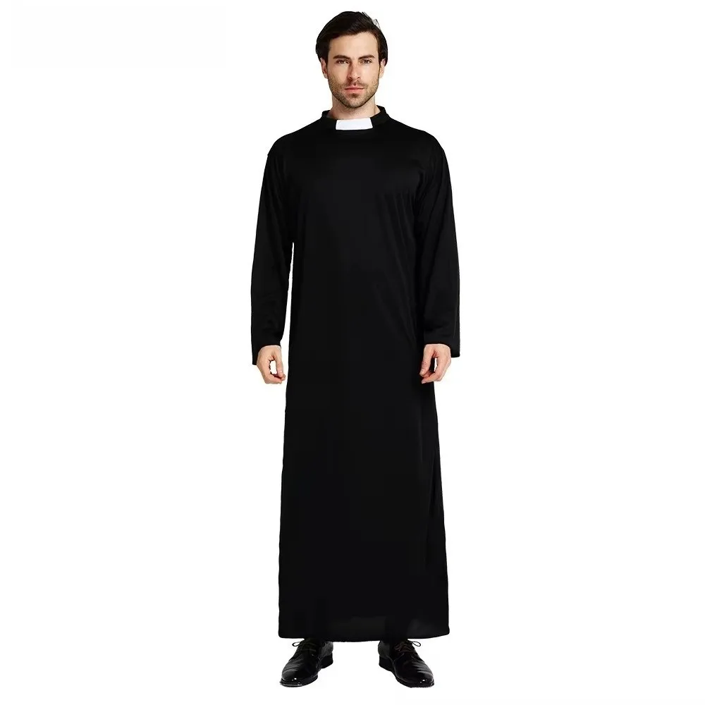

Higih Quality Adult Size Father's Clothing Virgin Mary Black Nun Costume Priest Role Traditional Rob Cosplay Events