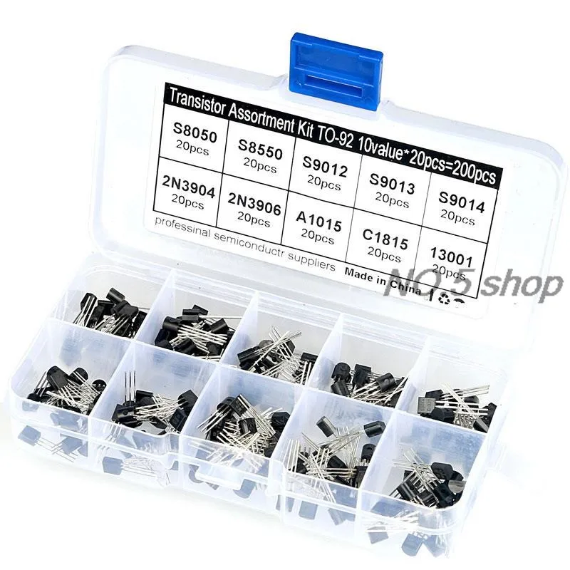 200Pcs 10 Specifications Triode Transistor Kit Component Box TO-92 13001 S9013 S9014