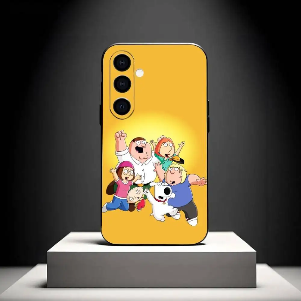 C-Cartoon F-Family Funny Guy حافظة لهاتف سامسونج جالاكسي A73، A72، A71، A70، A53، A52، A51، أخرى غلاف أسود ناعم