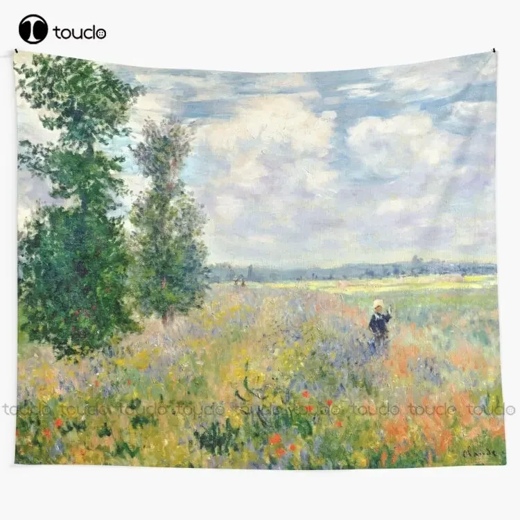 Poppy Fields Near Argenteuil By Claude Monet Tapestry Funny College Tapestry Blanket Tapestry Bedroom Bedspread Decoration