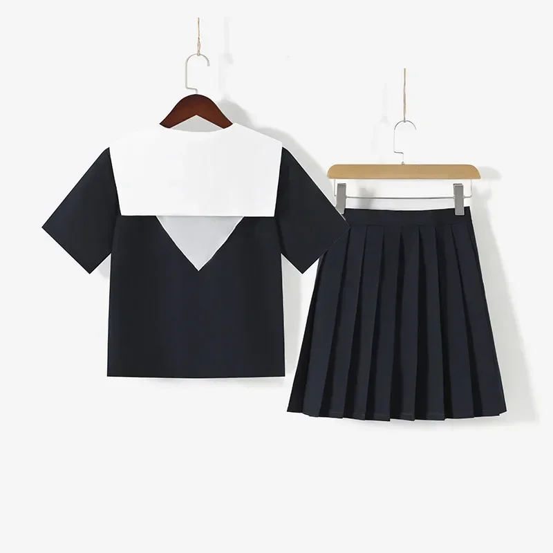 Conjuntos de uniformes escolares japoneses para meninas, Anime Cosplay Traje, Doce Marinha, Vestido de marinheiro, Saia plissada, Moda Coreana, Jk