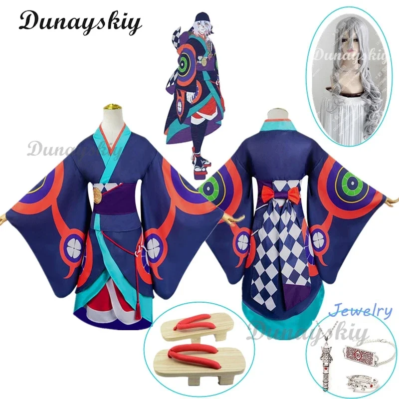 Anime Mononoke Medicine Seller Kusuriuri Kimono Wig Uniform Cosplay Costume Halloween Carnival Party Outfit Unisex