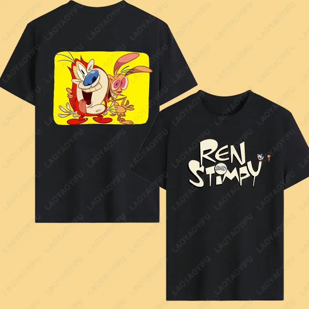Retro The Ren & Stimpy Comedy Cotton Shirt 90s Nickelodeon Nicktoons Graphic Tee Vintage Cartoon Humor Unisex Y2k Top Women Men #3