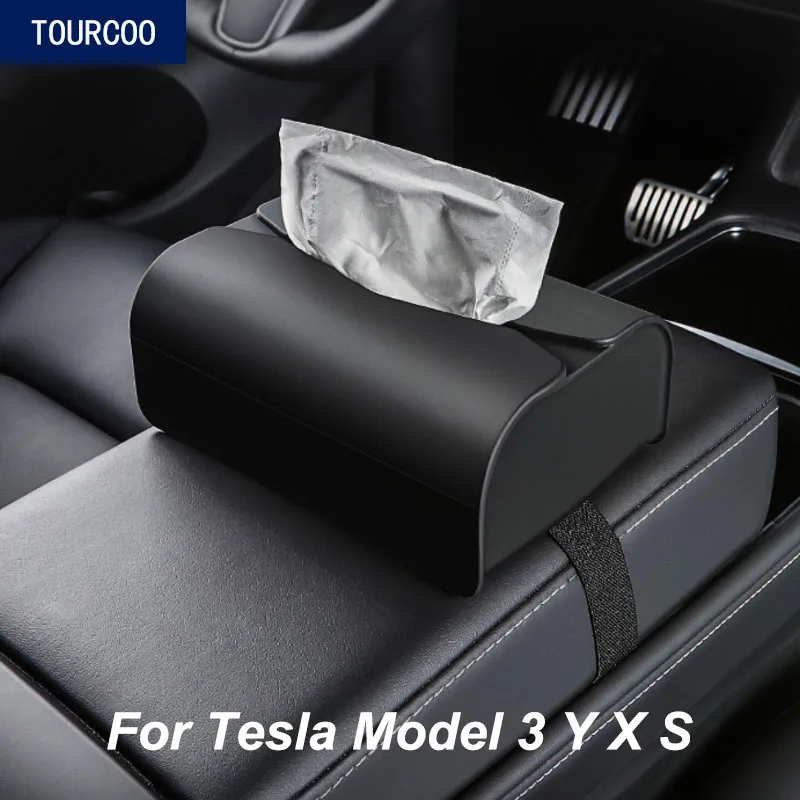 For Tesla Model 3 Y X S Interior Rubber Tissue Box Car Styling Modification Hanging Multifunctional Tissue Case