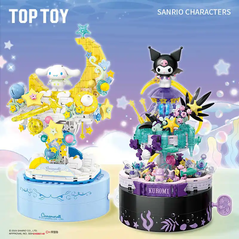 Spot Toptoy Sanrio Secret Realm Elf Music Box Big Ears Dog Cool Lomi Building Blocks Assembly Mobile Gift Model Anime Collection