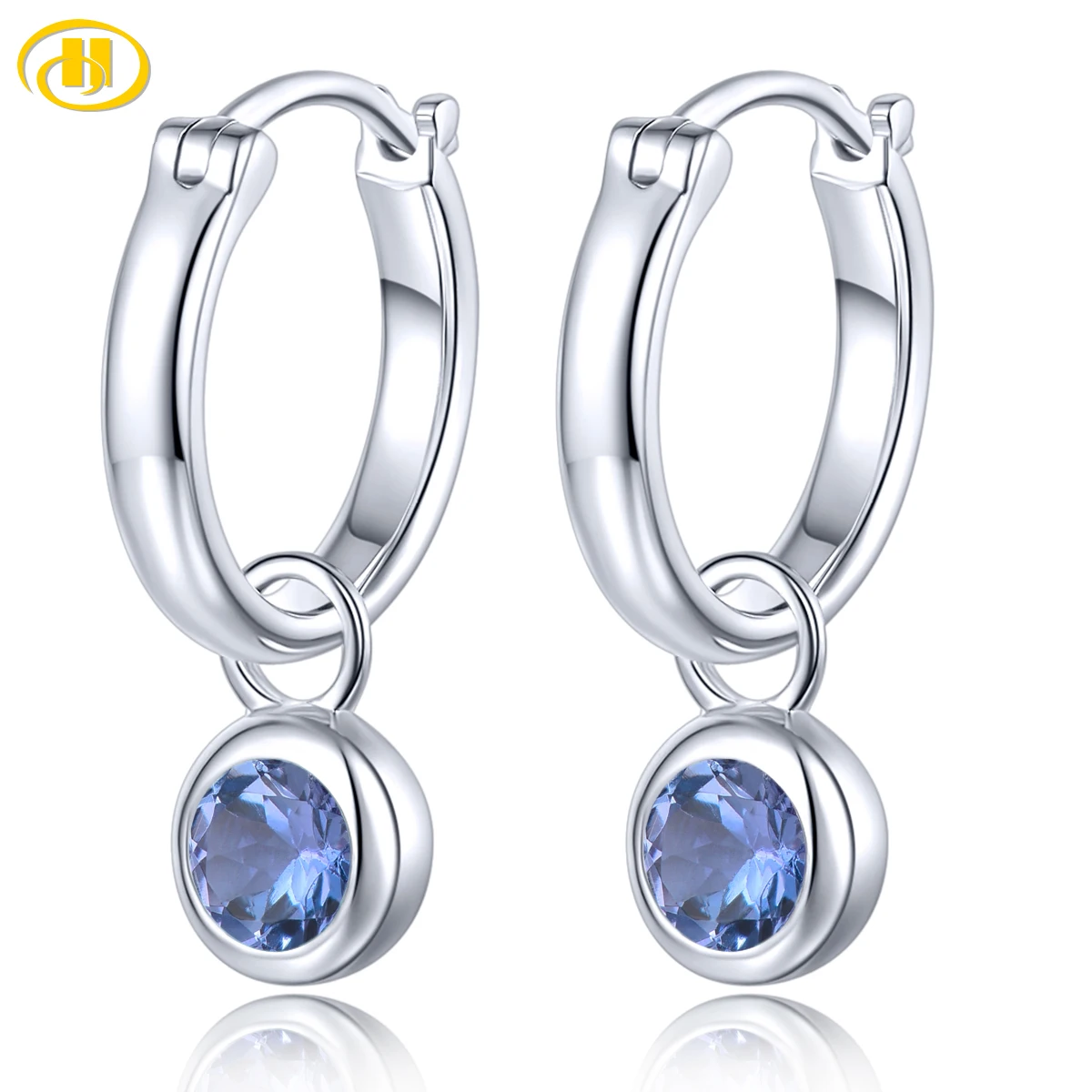 

Серьги-кольца из стерлингового серебра с натуральным танзанитом, 1 карат, натуральный драгоценный камень, женские классические простые стильные ювелирные изделия, подарок S925