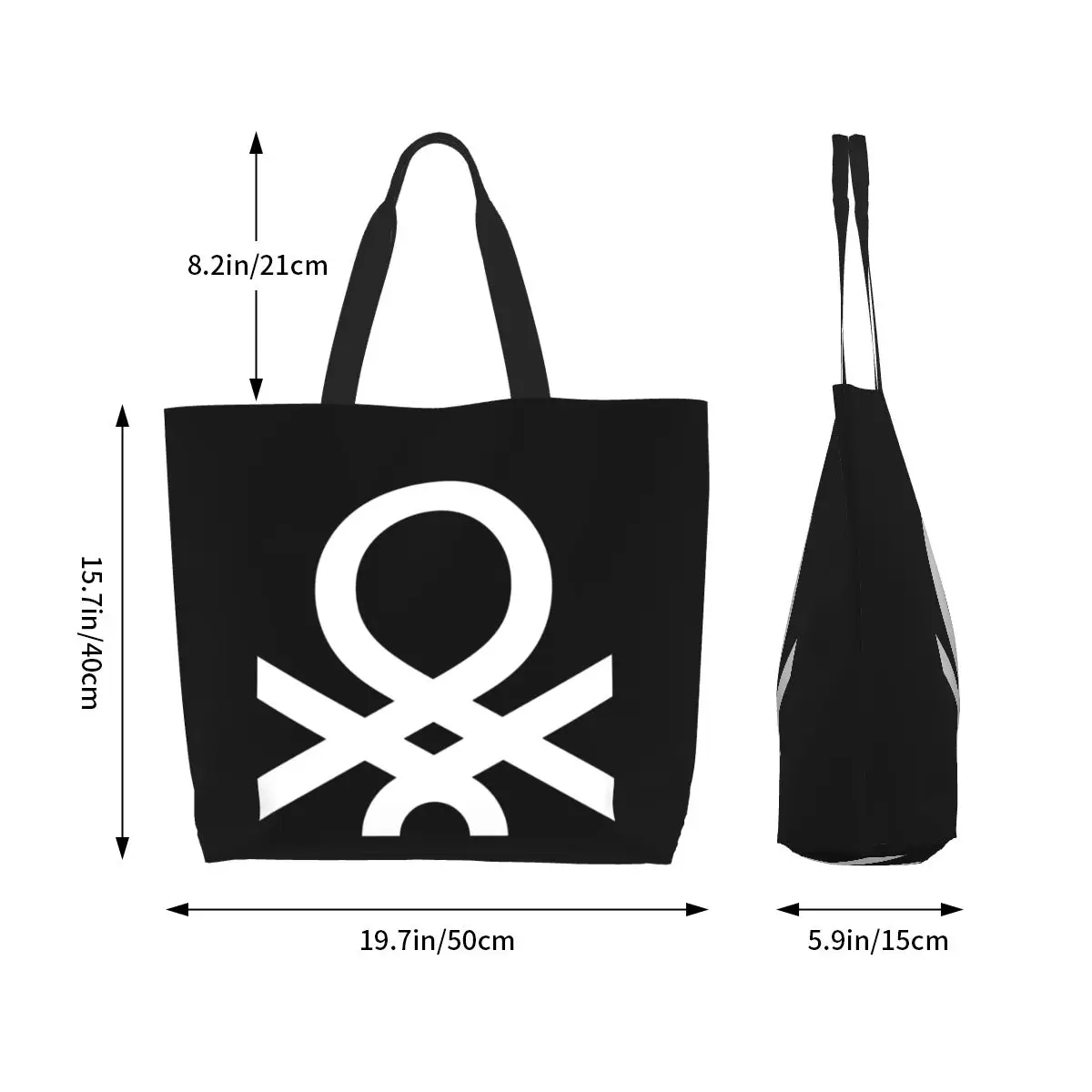 United Colors Of Benetton Shopping Tote Bag Canvas Large Capacity Shoulder Bags Shopper Grocery Handbag for Women view 2