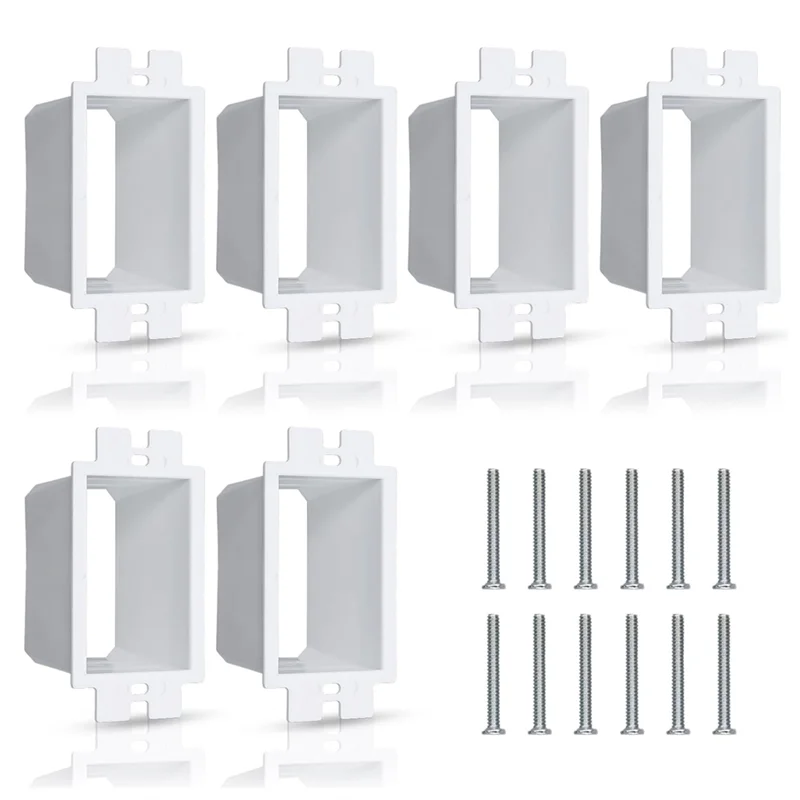BAAG-6 Pcs Box Extender Single Gang Box Extender con 12 Pz Viti 1 Gang Switch Unit Presa Extender