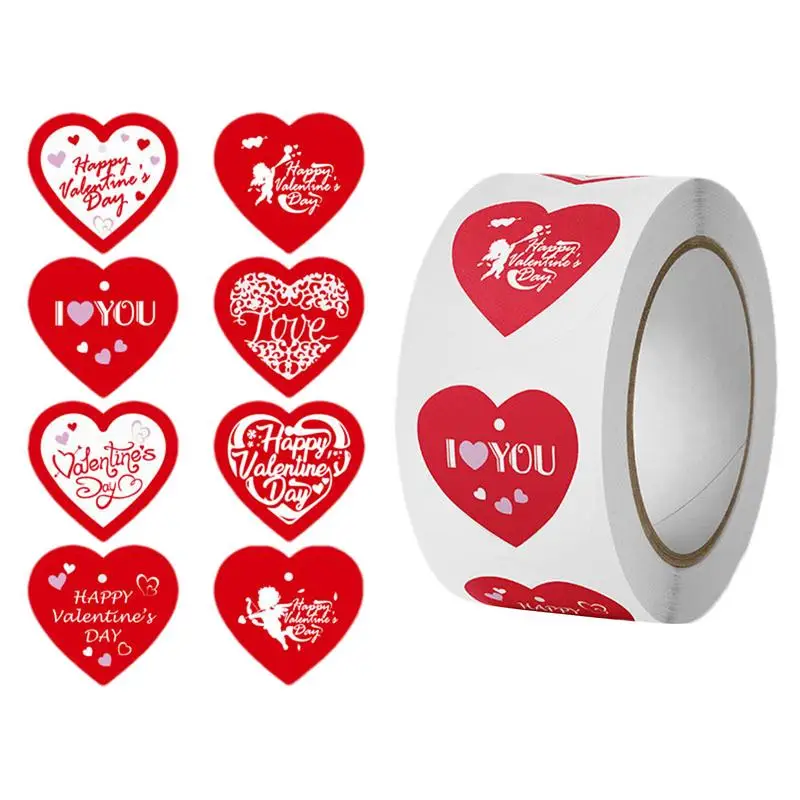 Red Heart Label Stickers Happy Valentines Day Gift Packaging Seal Candy Bag Wedding Invitation Decoration Envelope Sticker