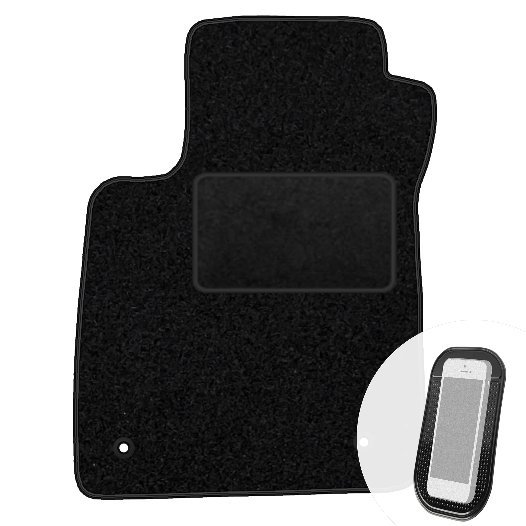 Zwarte veloursmat voor de bestuurderszijde, geschikt voor de Chevrolet Trax, modeljaar 2013-2019.