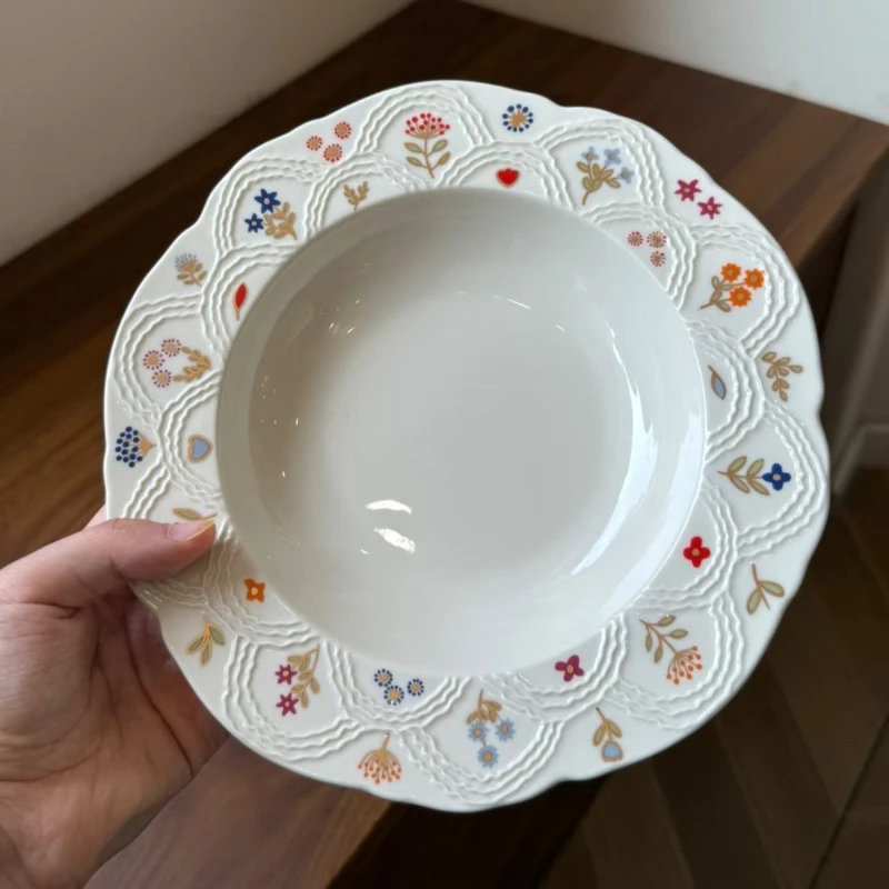 

Креативные рельефные керамические изысканные и красивые тарелки, тарелки для презентаций домашнего десерта, художественная посуда в западном стиле