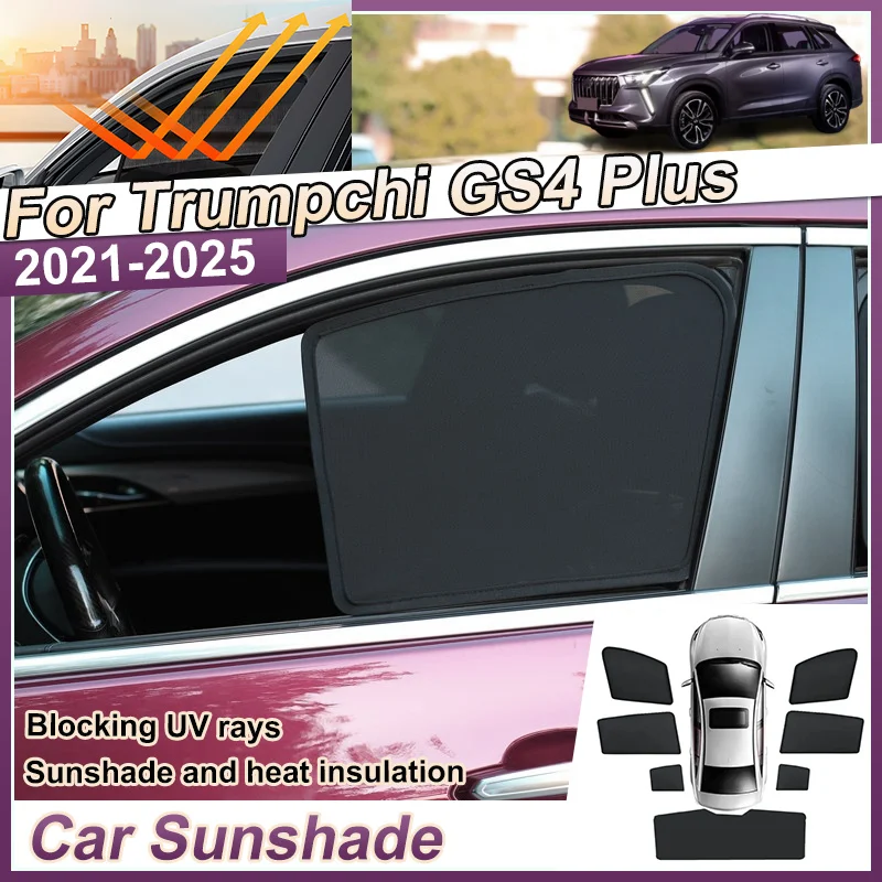 Car Mesh Sunshade For Trumpchi GS4 Plus MK3 2023 2021~2025 Shade Blind UV Protection Privacy Visor Protector Auto Accessories