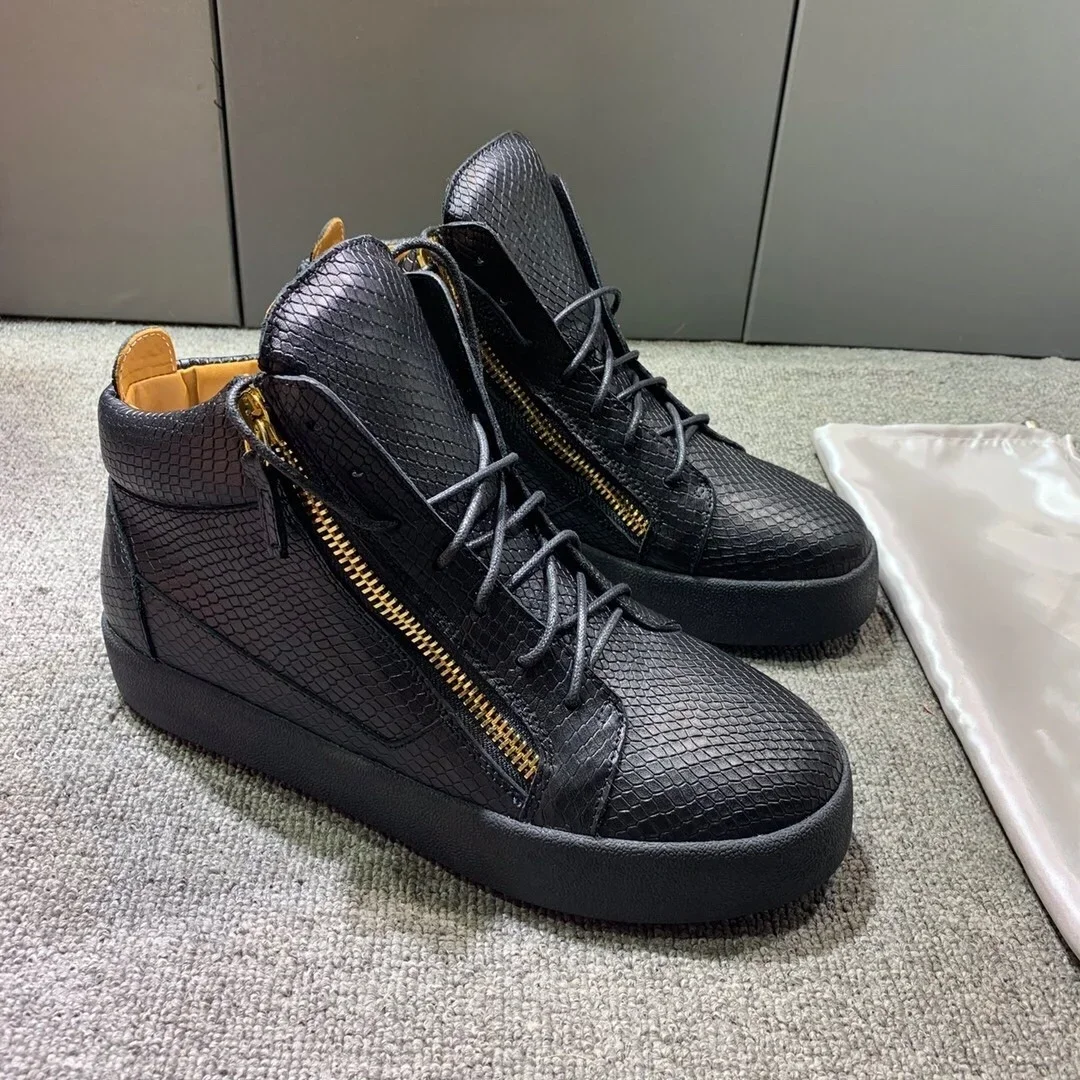 

Top Quality Classic Mens Casual Sneakers Women High-top Real Leather Tennis Luxury Brand Designer Unisex Sports shoes 0461