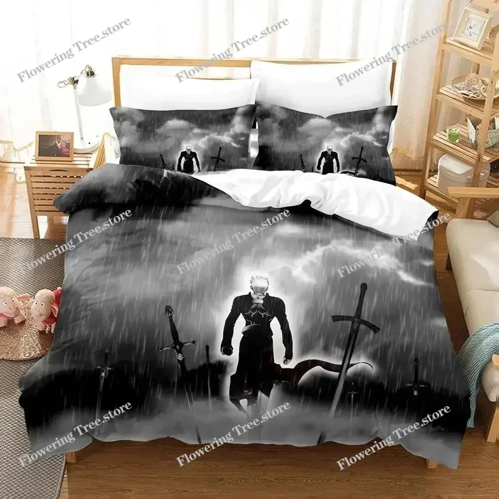3D Print Anime FateStay Night Unlimited Blade Works Bedding Set Cartoon Anime three-piece set Adult Kid Bedroom Duvetcover Sets0