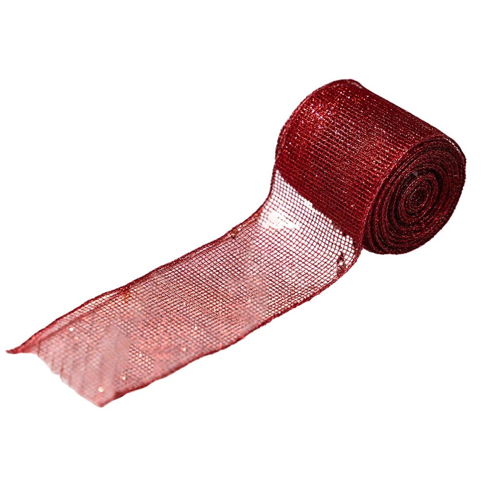 DIY Christmas Ribbon Roll for Bow Crafting and Box Decoration with Wire Lined Linen Material for Seasonal Holiday Use