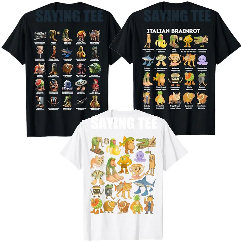 

Italian Brainrot Meme Type Collection Crayon Kids Hand Drawn T-Shirt Cute Y2k Design Pastel Art Graphic Outfit Boys Fashion Tees