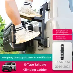 Off-Road 4x4 Foldable Aluminu Tailgate Climbing Ladder For 2019+ SUZUKI Jimny JB64 JB74 Accessories Rear Door Roof Climbing Rack