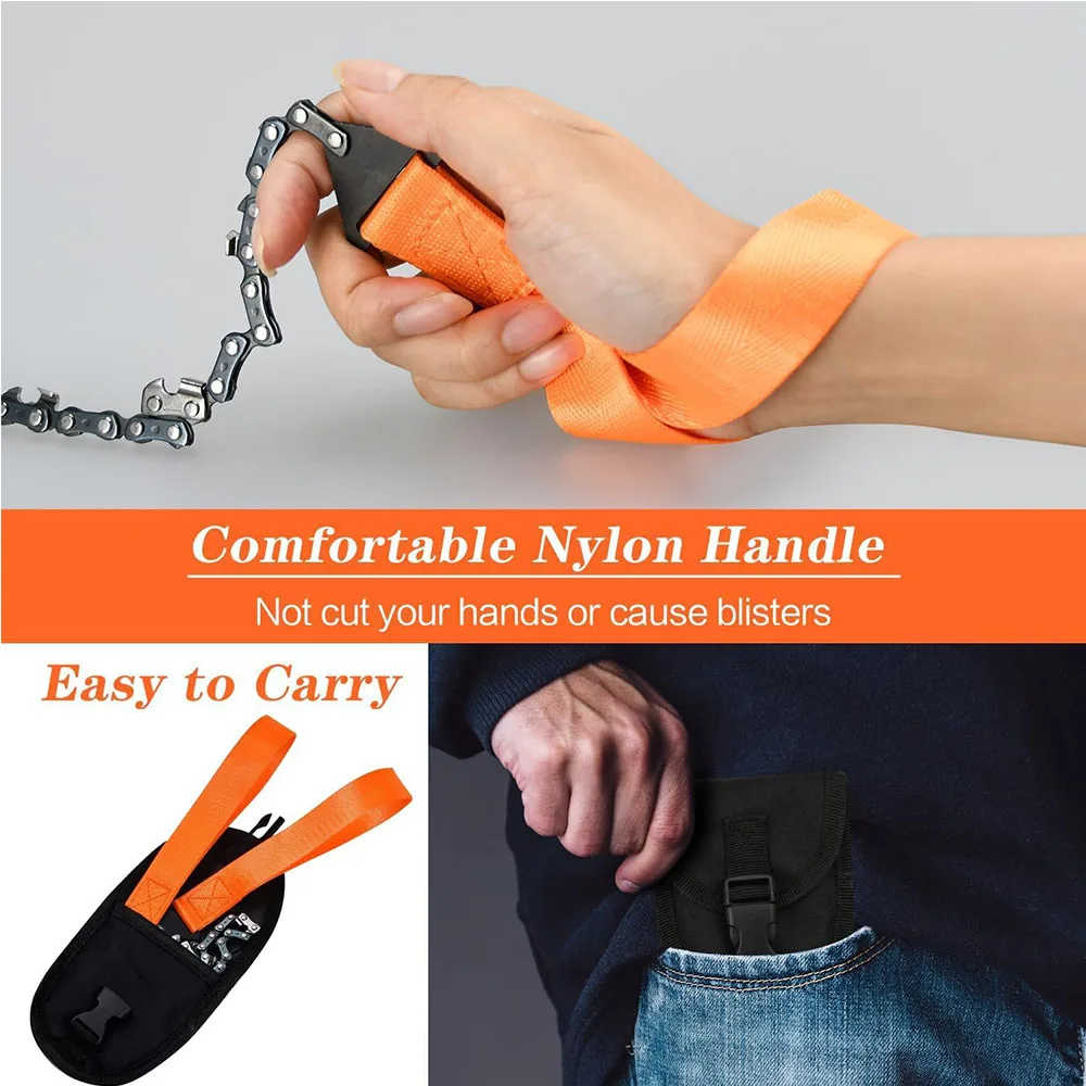 Ultra-Portable Pocket Chainsaw - Durable Hand Operated Survival Tool - High-Performance Steel Rope Chain for Rapid Cutting