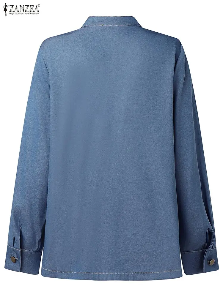 ZANZEA Herfst Vrouwen Lange Mouw Blazer Denim Pakken 2025, Casual Double Breasted Jassen Effen Elegante OL Streetwear Bovenjassen