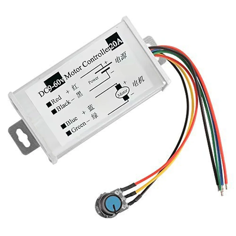 Stepless PWM DC Motor Driver Speed Controller DC 9V-60V 12V 24V 60V 20A DC Motor Controller PWM Speed Regulator