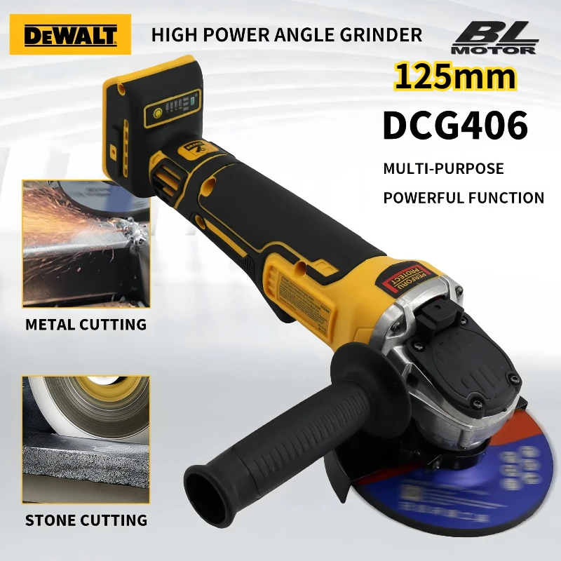 

Dewalt DCG406 125MM Cordless Cutting Machine Impact Polisher Machine 9000RPM Brushless Angle Grinder 20V Rechargeable Power Tool
