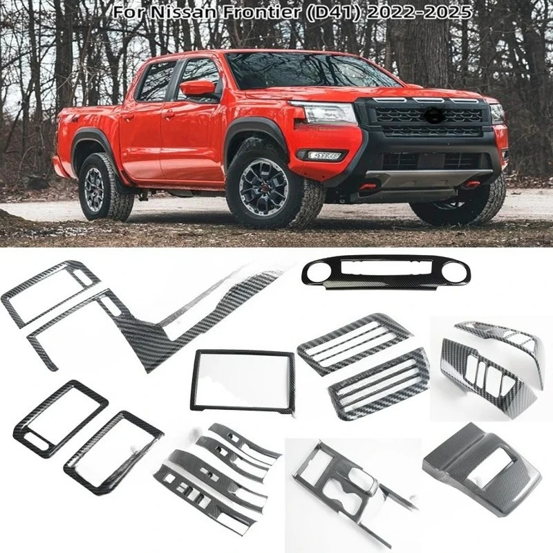 

For Nissan Frontier 2022-2024 2025 Interior Accessories ABS Carbonfiber Window Rise Switch Gear Shift Panle Cover trim AC Oultet
