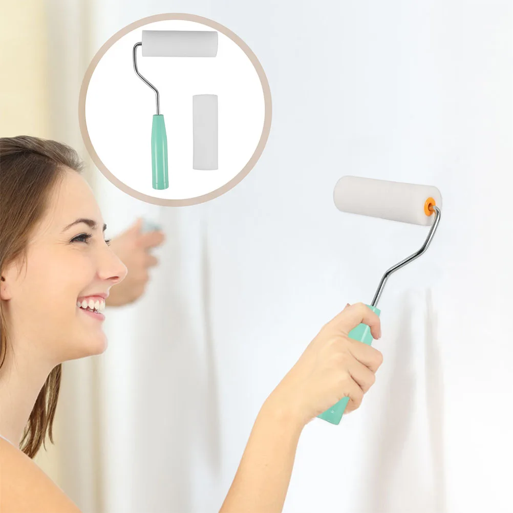 

1 set 1 Set Roller Brush Set Compact Wall Paint Roller Multi-Use Oil Latex Frame Comfortable Handle Easy Clean Reusable Painting