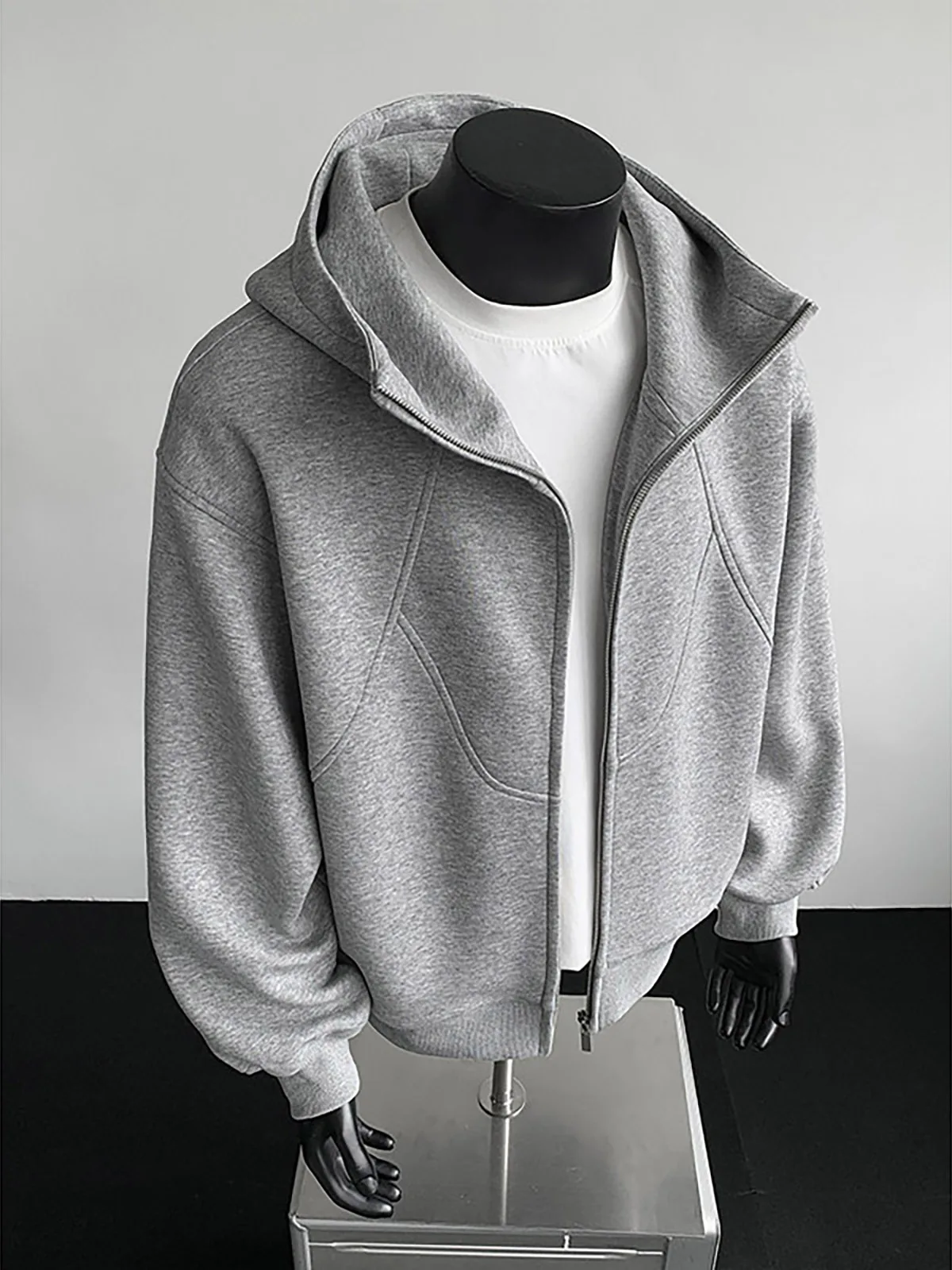Heavyweight Deconstructed Hooded Jacket Men's Autumn Cleanfit Patchwork Open Cardigan Sweatshirt Couple's Hoodie American Style