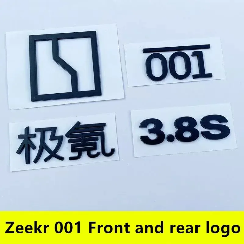 Zeekr 001 2021-2024 Accessories Black Look Trim Car Front And Rear Logo 3.8S Machine Panel Emblem Cover Decor Sticker  For Geel