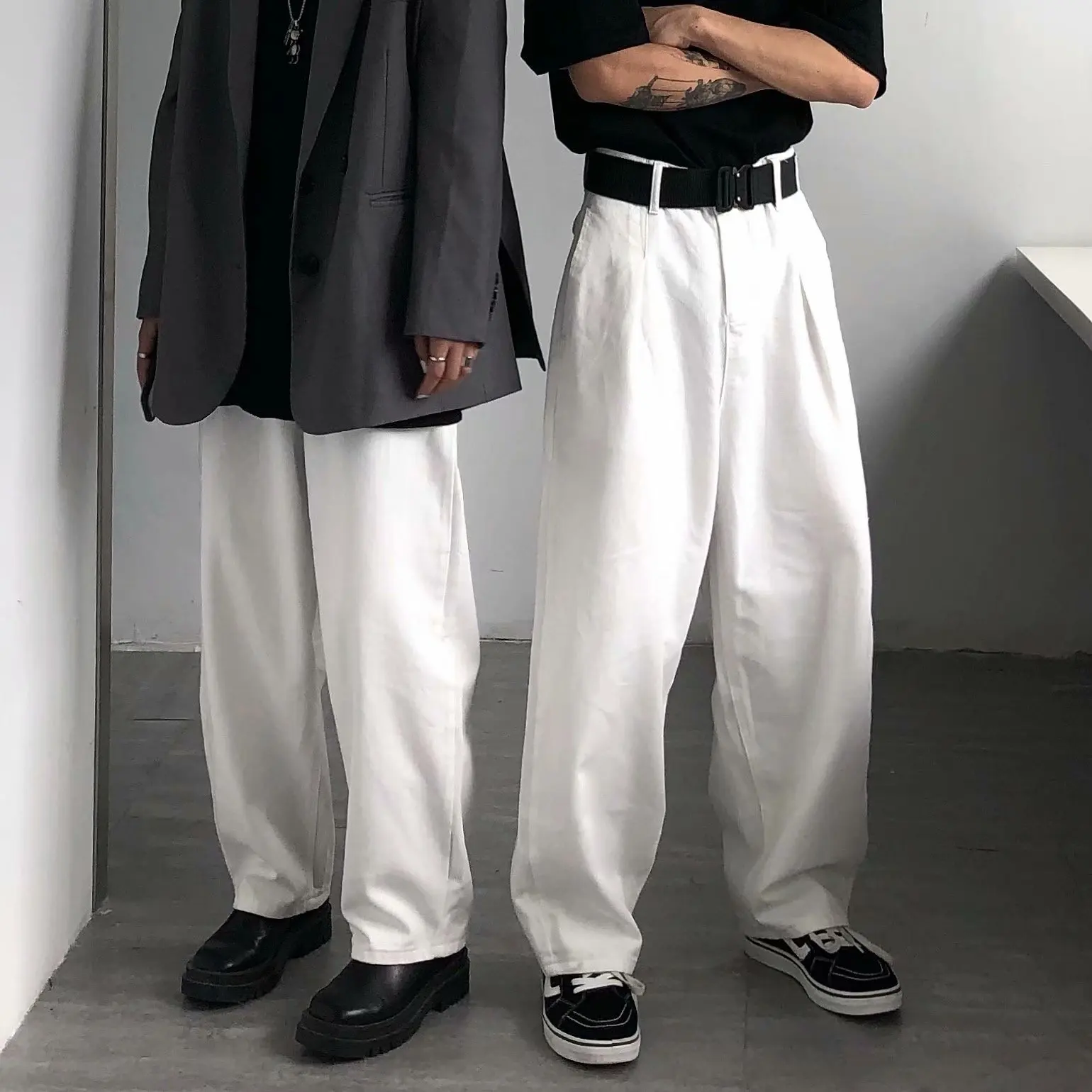 Oversized Japanese Style Lazy Casual Wide Leg Jeans for Men Women Draped Cotton Denim Floor Length Long Trousers