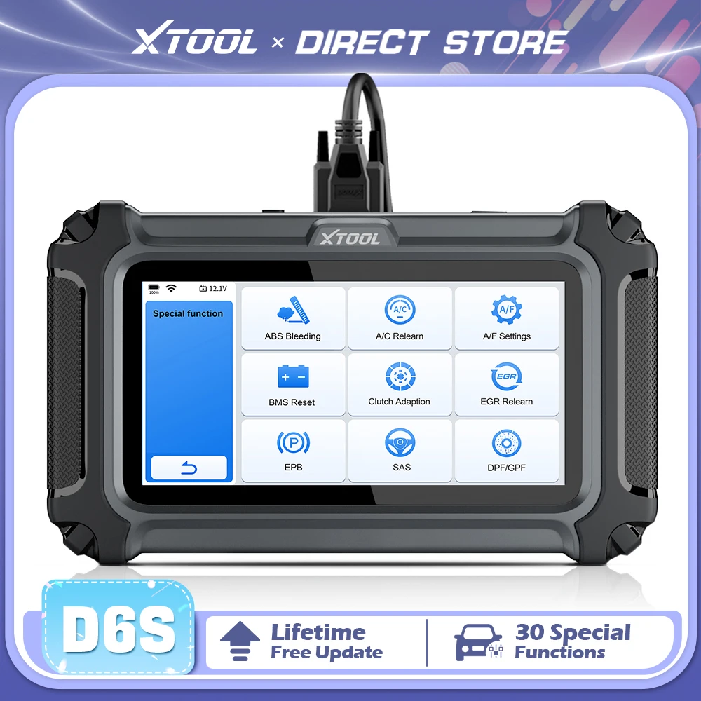 XTOOL D6S Automotive Diagnostic Tools ECM TCM ABS SRS EPB Car obd2 Scanner Lifetime Free Update FCA Autoauth 30 Resets CAN FD