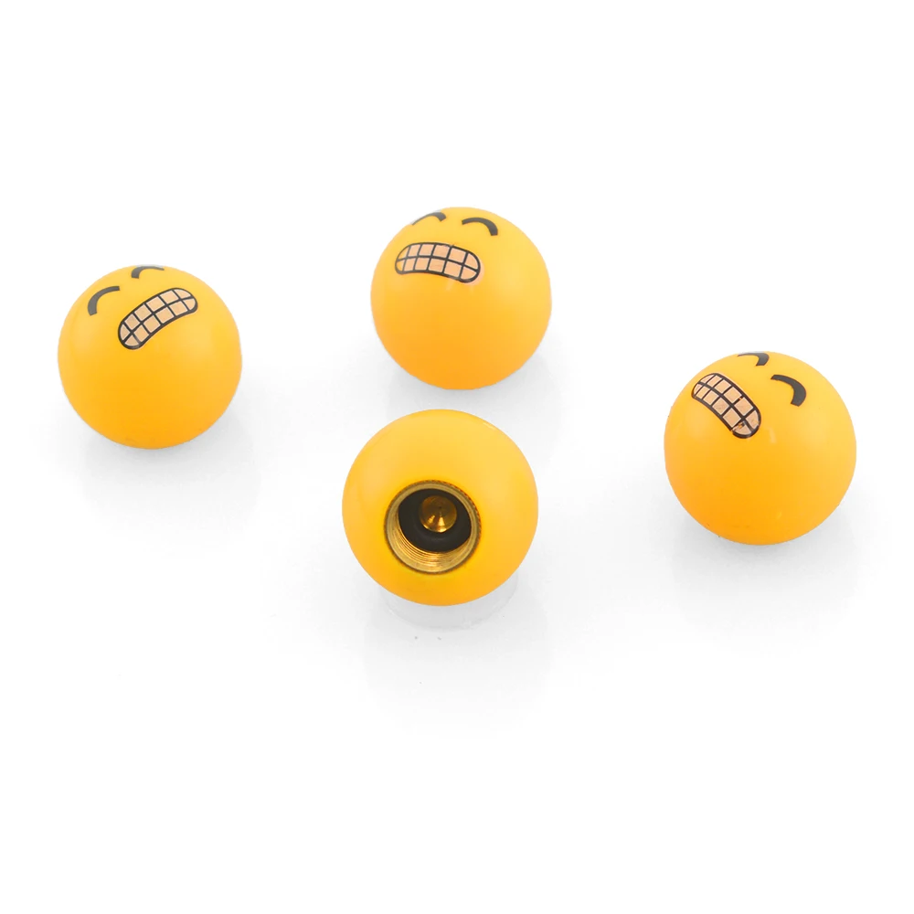 

4PCS/SET Universal Fashion Smiley Face Design Shape Car Tire Valve Caps For Car Motorcycle Bike Valve Stem Caps Valves Brand New