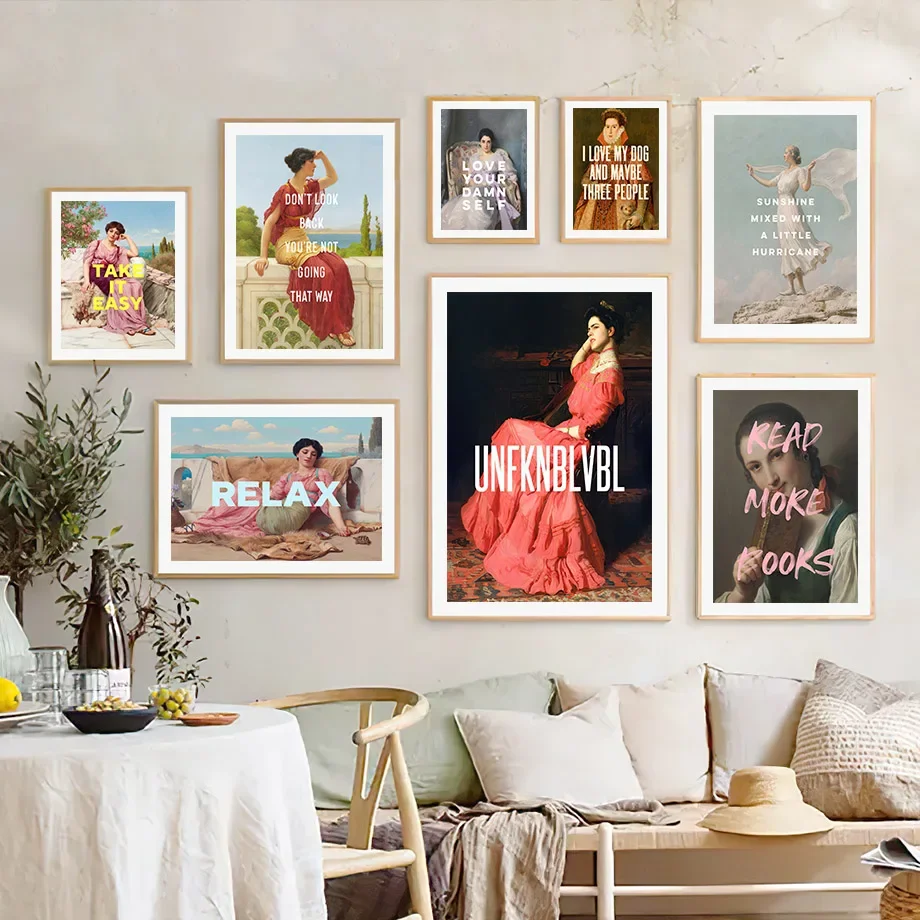 

Vintage Funny Quote Lady Girl Portrait Abstract Feminist Art Canvas Painting Posters And Prints Wall Pictures For Bedroom Decor