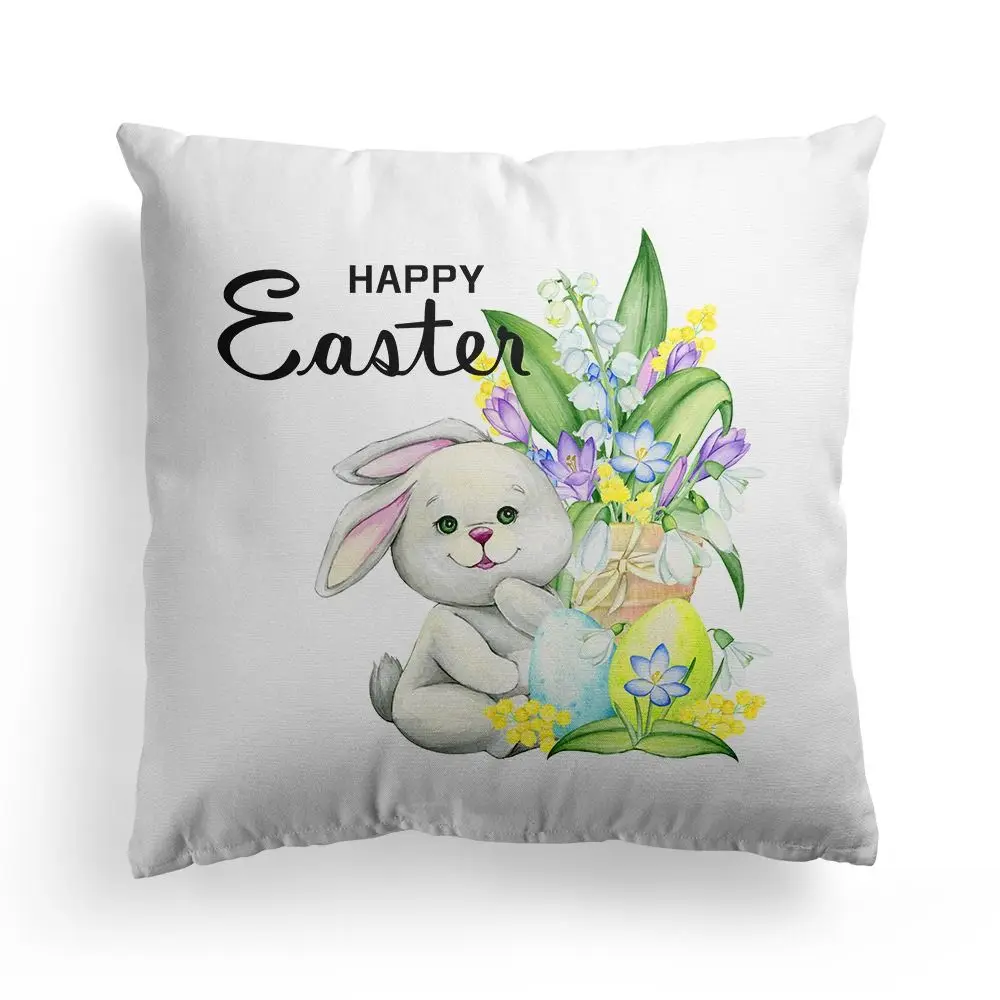 Spring Easter Pillow Covers 18 X 18 Inch Bunny Throw Cushion Covers Home Decorations Decorative Square Pillowcase Easter