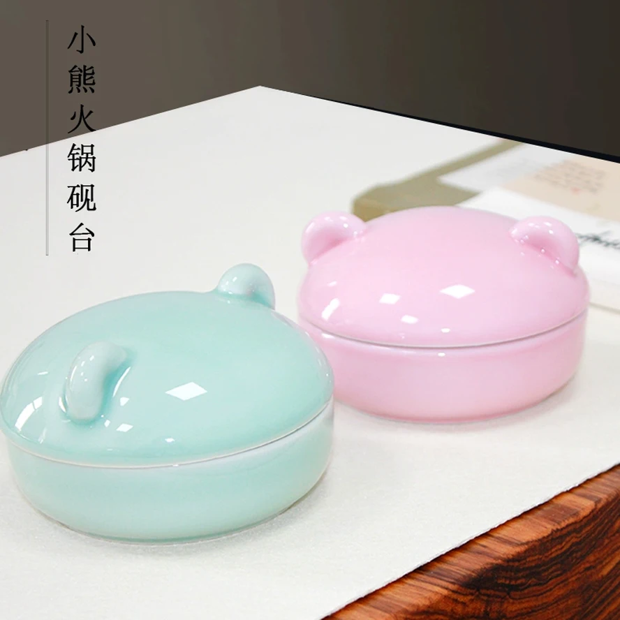 Traditional Chinese Ceramics Bear shape Ink Pool Multifunctional Painting Inkstone Inkslab Art Painting watercolor Supplies