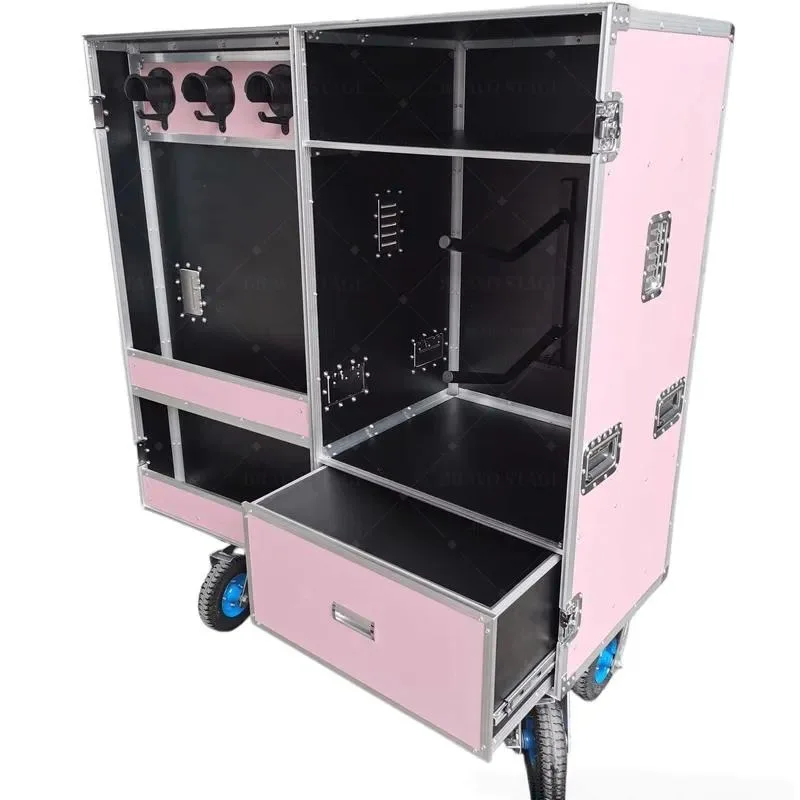 Custom Pink Travel Case for Small Double Pommel Harness with Drawers Storage Locker