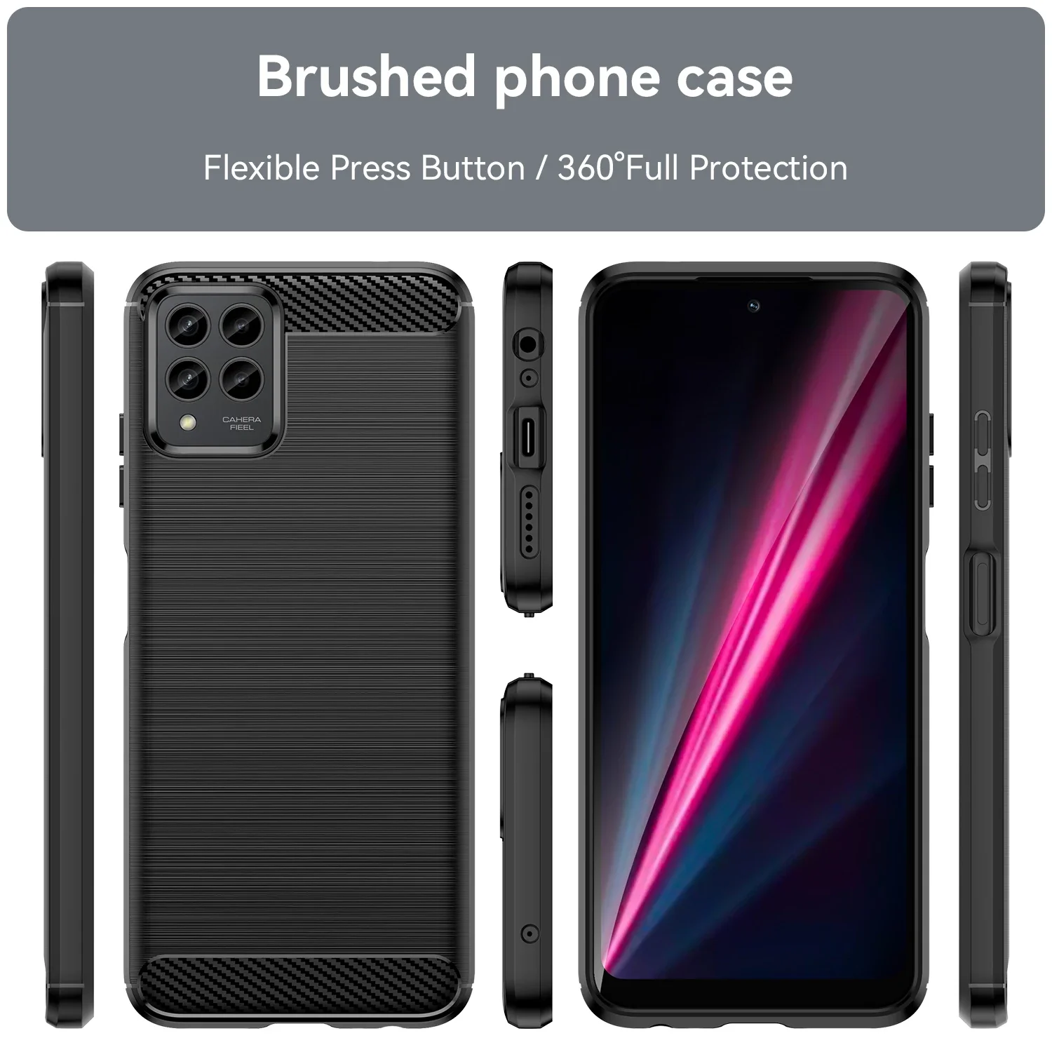 Carbon Fiber Texture TPU Case for T-Mobile Revvl 7 6x Pro 5G Revvl 6 T Phone Pro 5G Shockproof Protective Cover Funda Coque