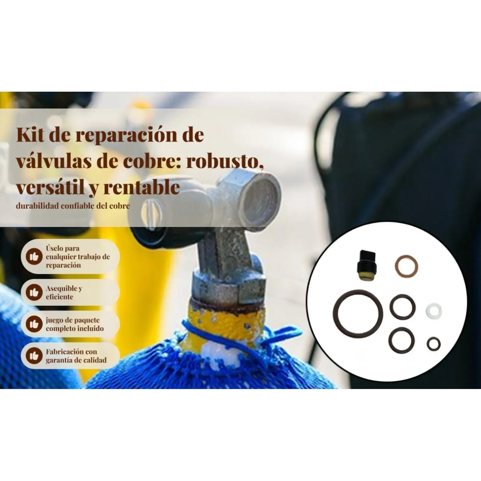 Scuba Valve Service Kit Copper Plug and Seat Assembly with Oxygen Compatible O Rings for Scuba Diving Air Tank Fix