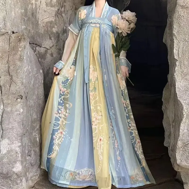 

Hanfu dress women Chinese traditional fairy cosplay costume Green & Blue ancient hanfu dance dress plus size XL