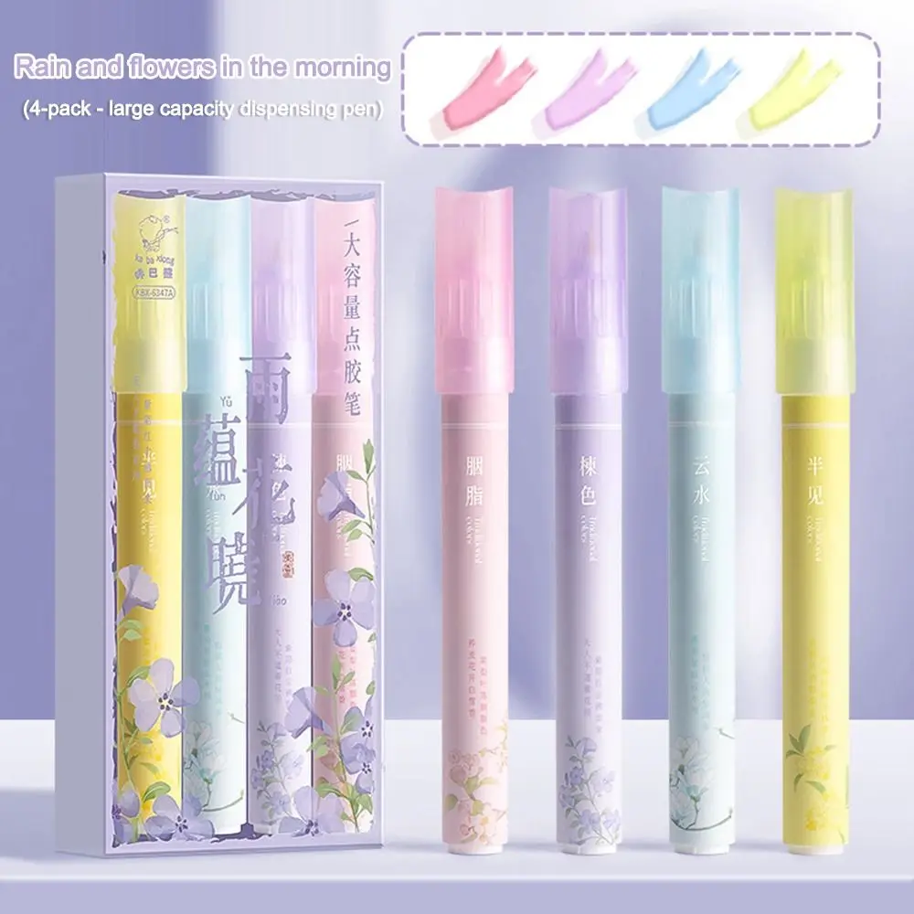 4Pcs Durable Quick Dry Tacky Glue Pen Colorful Large Capacity Dispensing Pen DIY Scrapbooking Dispensing Glue School Office