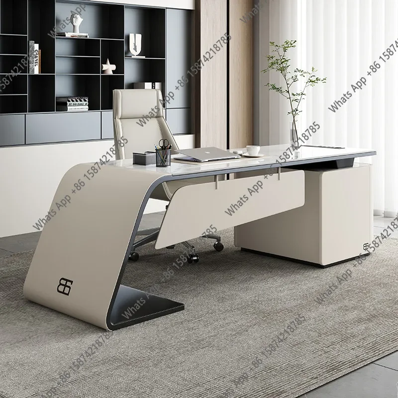Light Luxury Slate Desk, Italian Minimalist Desk And Chair Combination Modern And Simple Home Study Room High-end Computer X