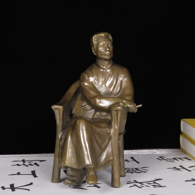 

Lu Xun Bronze Statue Home Furnishings Antique Pure Copper Lu Xun Statue Zhou Shuren Living Room Office Decoration Sculpture