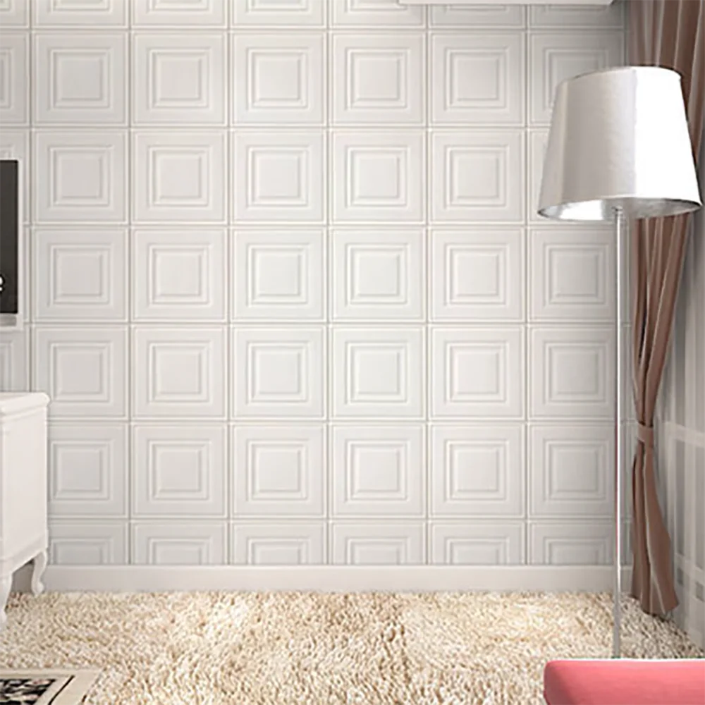 35*35cm 3D Room Decor Warm Decoration Self-adhesive Wall Stickers Foam Waterproof Anti-collision Wallpaper Ceiling Background