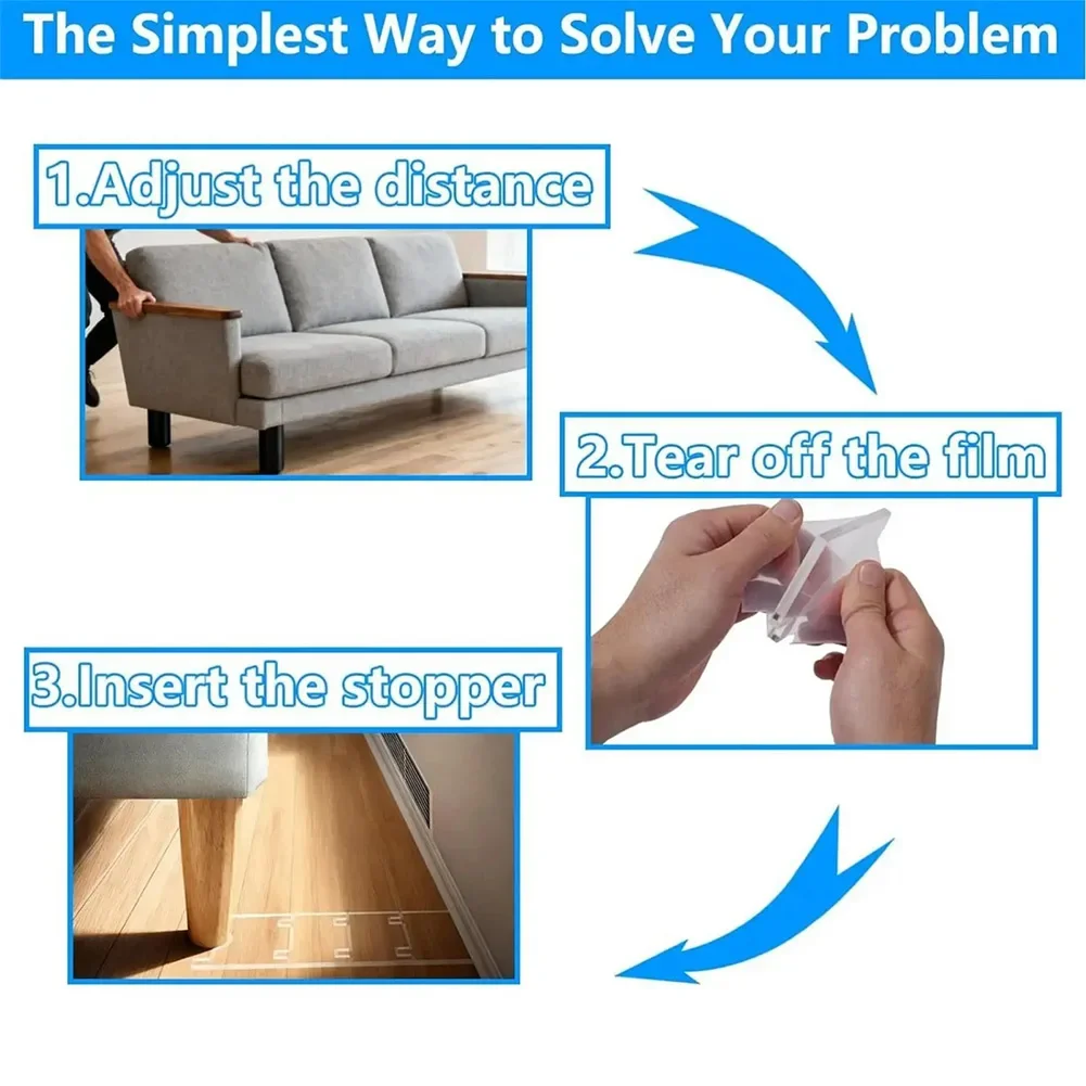 Couch Back Spacer 2 Pack Clear Acrylic Non-Slip Floor Protector For Sofa Wall Gap Control And For Furniture Position Stability