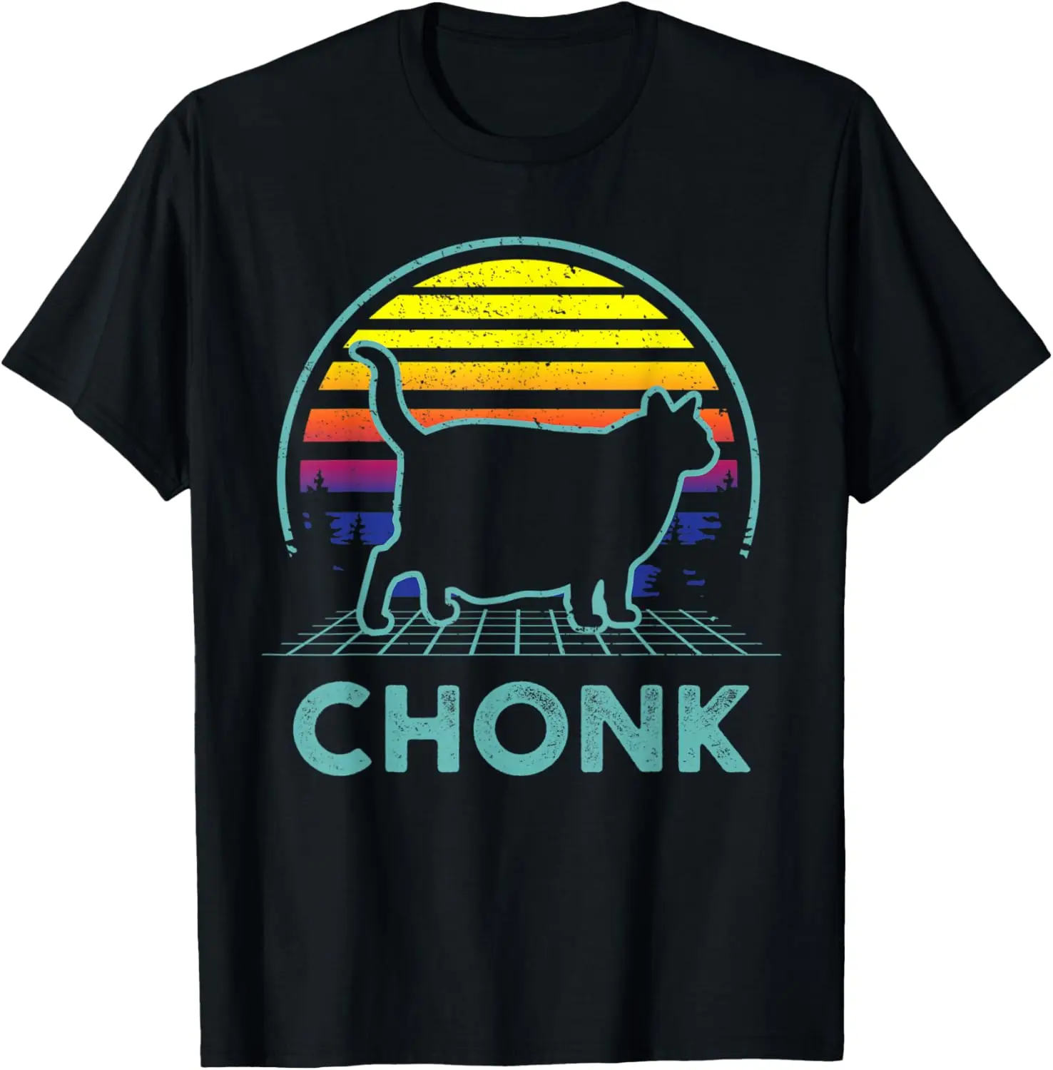 Retro Chonk Cat Lover Gift Love Chunky Fat Cat Mom Dad Humor T-Shirt