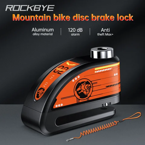 ROCKBYE 블랙 알루미늄 합금 소재 디스크 브레이크 잠금 장치, 절묘한 외관 및 방수 자전거 액세서리, 신제품