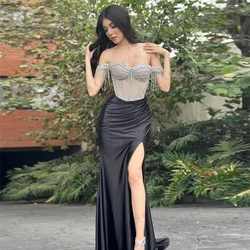 Gorgeous Women's Evening Dresses Mermaid Sexy Off Shoulder Side High Slit Princess Prom Gowns Formal Beach Cocktail Party Robe