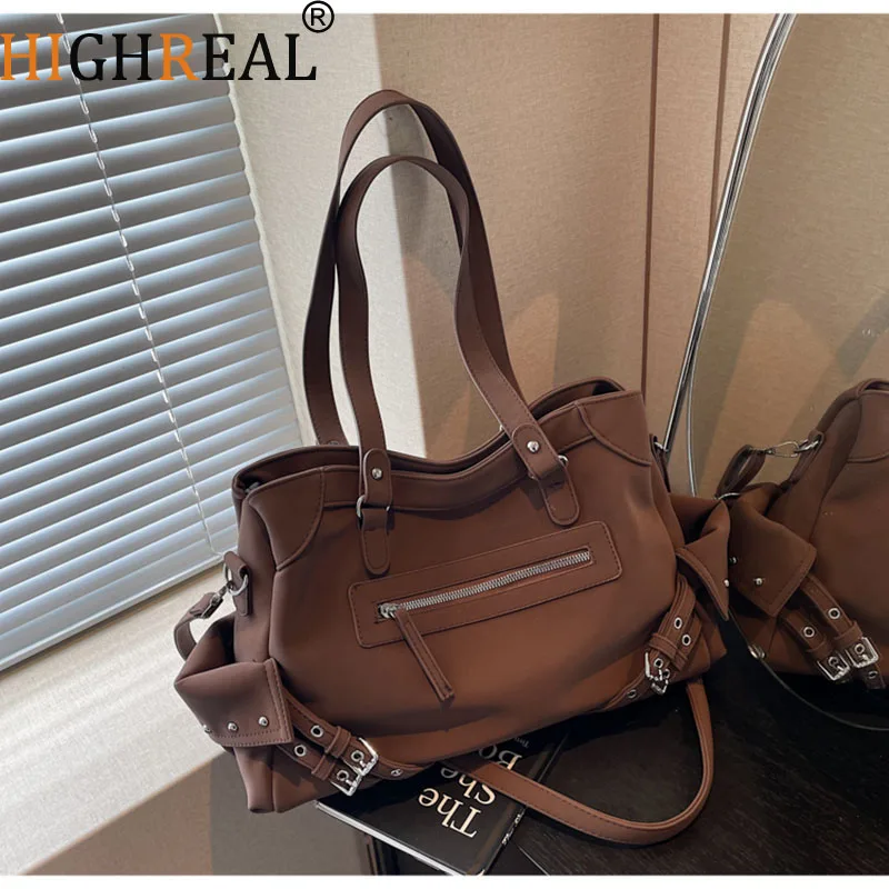 

Винтажные сумки на плечо, повседневные сумки-тоут большой вместимости для женщин, роскошные кожаные сумки через плечо, универсальные сумки