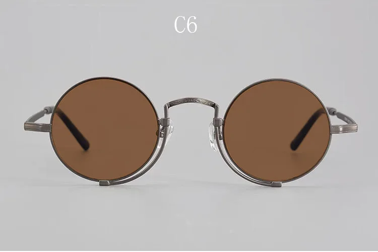 Vintage Puur Titanium Cirkelvormige Uv400 Gepolariseerde Zonnebril Met Prachtig Gesneden Patroon Frame, Anti Reflecterende 45Mm Bril