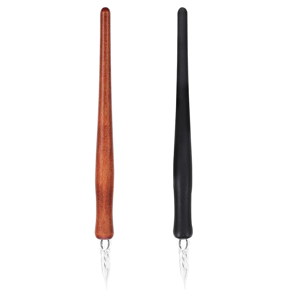 

2Pcs Lightweight Glass Signature Pens Unique Design Practical Functions Great Decoration Gifts Glass Dip Pens Writing Tools
